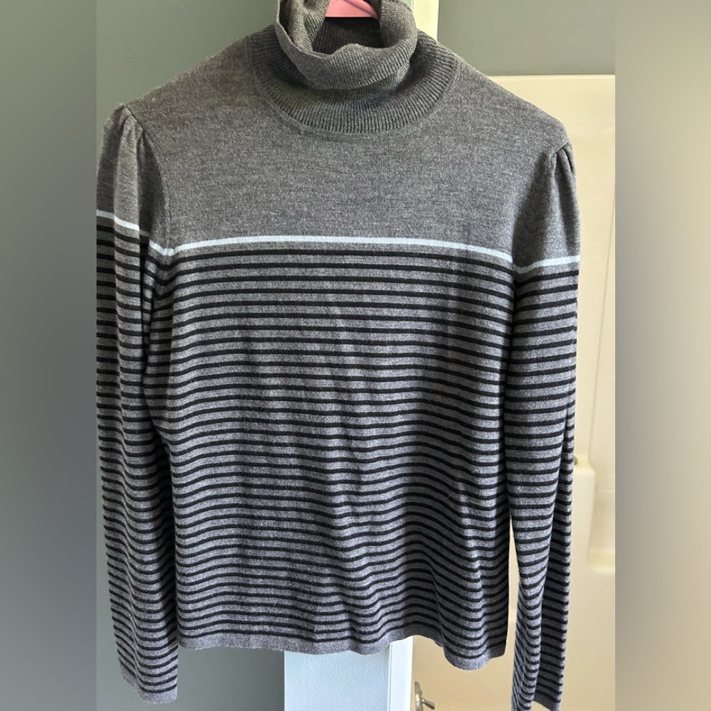 Gray and Black Striped Long Sleeve Shirt